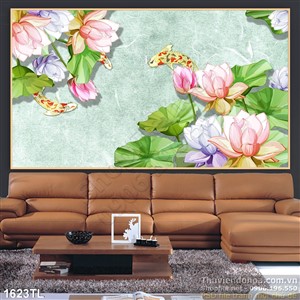 Tranh hoa Sen in gạch nghệ thuật