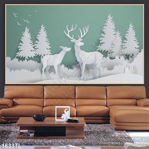 Tranh đàn hươu mùa đông đẹp nhất