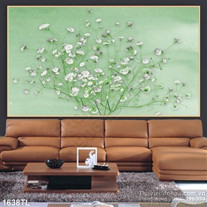 Tranh hoa bông bi in kính đẹp độc đáo