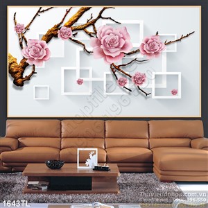 Tranh 3D hoa hồng trang trí treo tường