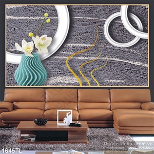 Tranh decor bình hoa sen mới nhất