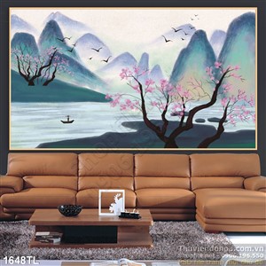 Tranh thủy mặc nghệ thuật màu sắc đẹp