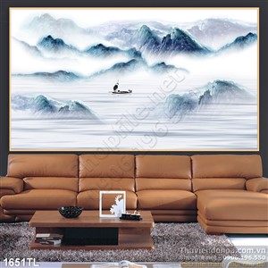 Tranh thư pháp sông núi trang trí treo tường