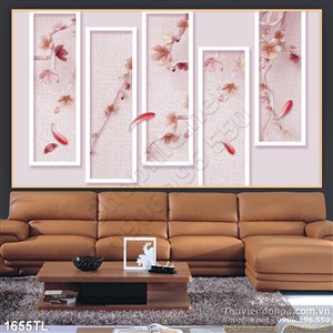 Tranh cá chép và hoa đào mùa xuân đẹp