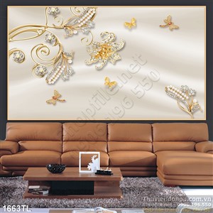 Tranh hoa kim cương dát vàng đẹp