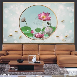 Tranh hoa Sen in gạch chất lượng cao