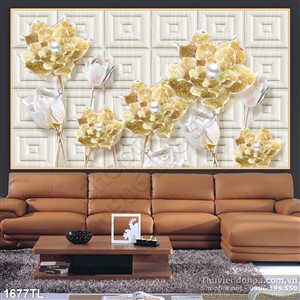 Tranh hoa dát vàng đẹp độc đáo