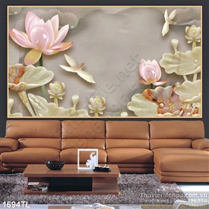 Tranh giả ngọc hoa Sen trang trí phòng khách