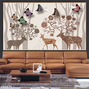 Tranh hươu nai decor tường