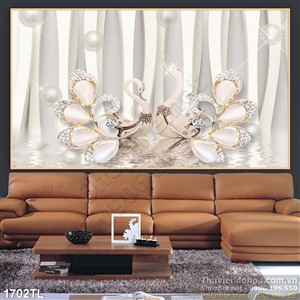 Tranh lụa 3D chim thiên nga mới nhất hiện nay