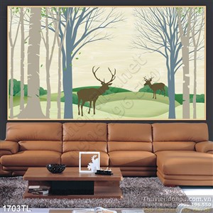 Tranh hươu nai trang trí treo tường đẹp