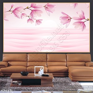 Tranh 3d hoa trang trí dán tường độc đáo