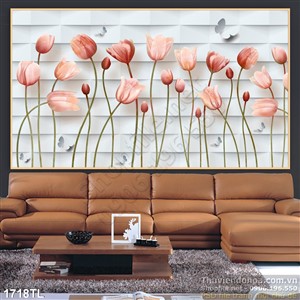 Tranh hoa tulip trang trí tường phòng khách