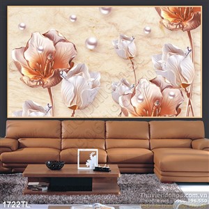 Tranh hoa Sen kim cương trang trí treo tường đẹp