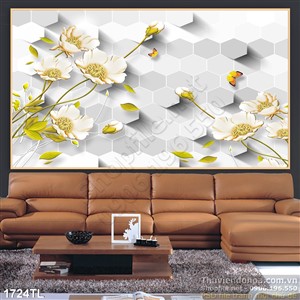 Tranh 3D hoa dán tường đẹp độc đáo