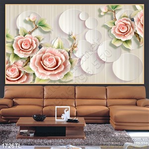 Tranh 3D điêu khắc hoa trà trang trí phòng khách