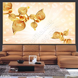 Tranh lá vàng trang trí tường sang trọng