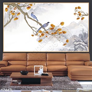 Tranh thư pháp chim sẻ treo tường đẹp