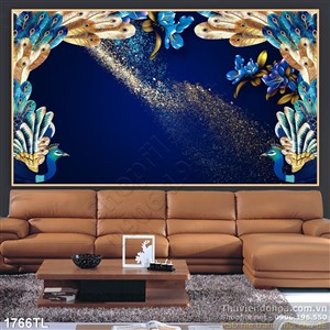 Tranh chim công nghệ thuật trang trí phòng khách