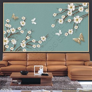 Tranh hoa mai điêu khắc trang trí tường