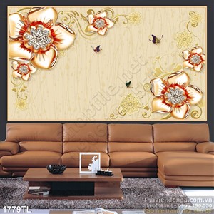 Tranh hoa kim cương dát vàng