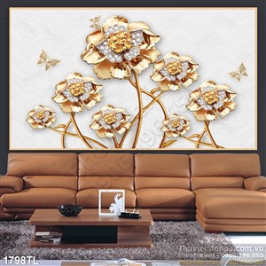 Tranh hoa hồng bằng vàng đẹp