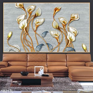 Tranh hoa Vân môn vàng trang trí phòng khách