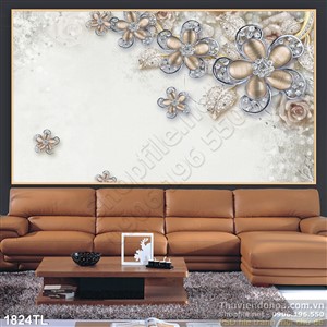 Tranh hoa vàng bạc trang trí phòng khách