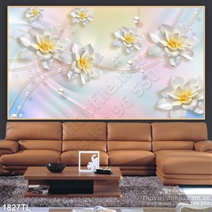 Tranh lụa 3D hoa Mai trang trí phòng khách