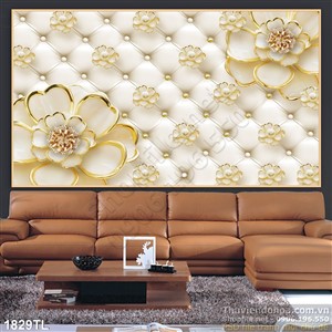 Tranh hoa dát vàng trang trí phòng ngủ
