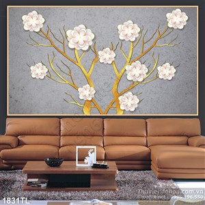 Tranh hoa mai dán tường phòng ngủ