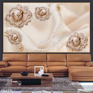 Tranh lụa 3D hoa hồng kim cương đẹp độc đáo