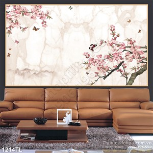 Tranh hoa đào mùa xuân trang trí treo tường