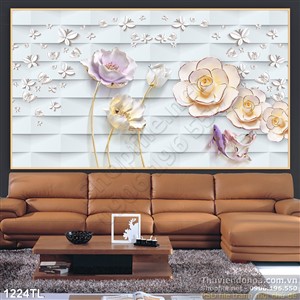 Tranh lụa 3D hoa Sen trang trí treo tường đẹp