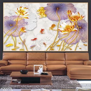 Tranh lụa 3D bình hoa trang trí