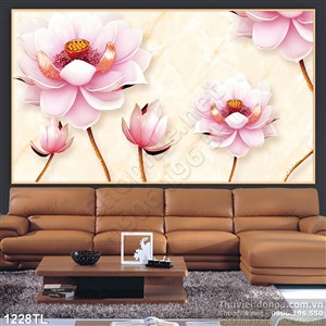 Tranh 3D hoa Sen đẹp trang trí tường mới nhất