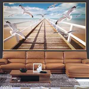 Tranh chim bồ cầu và biển