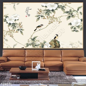 Tranh chim én và hoa trang trí tường đẹp