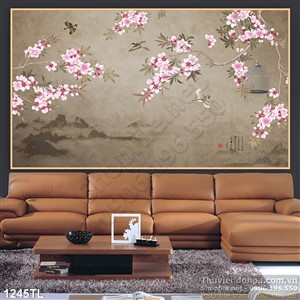 Tranh hoa đào trang trí dán tường đẹp nhất