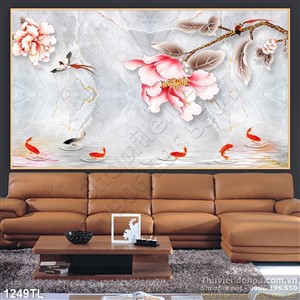 Tranh giả ngọc hoa và cá chép trang trí tường đẹp