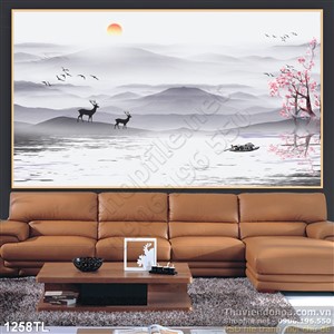 Tranh hươu nai trang trí phòng khách