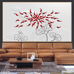 Tranh cá chép và hoa Sen đẹp nhất