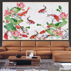 Tranh cá chép hoa sen phong thủy