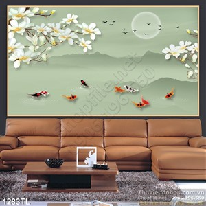 Tranh cá chép và hoa đẹp nhất