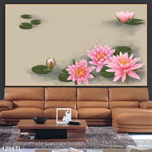 Tranh hoa Sen trang trí phòng khách đẹp