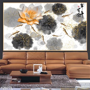 Tranh hoa Sen thư pháp mới nhất