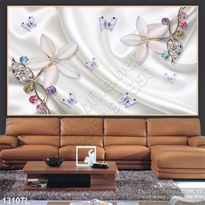 Tranh lụa 3D hoa kim cương trang trí treo tường đẹp
