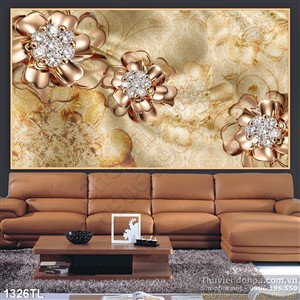 Tranh hoa kim cương dát vàng đẹp