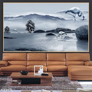 Tranh thư pháp chim Hạc treo tường đẹp