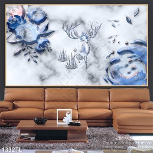 Tranh lụa 3D hoa hồng trang trí treo tường